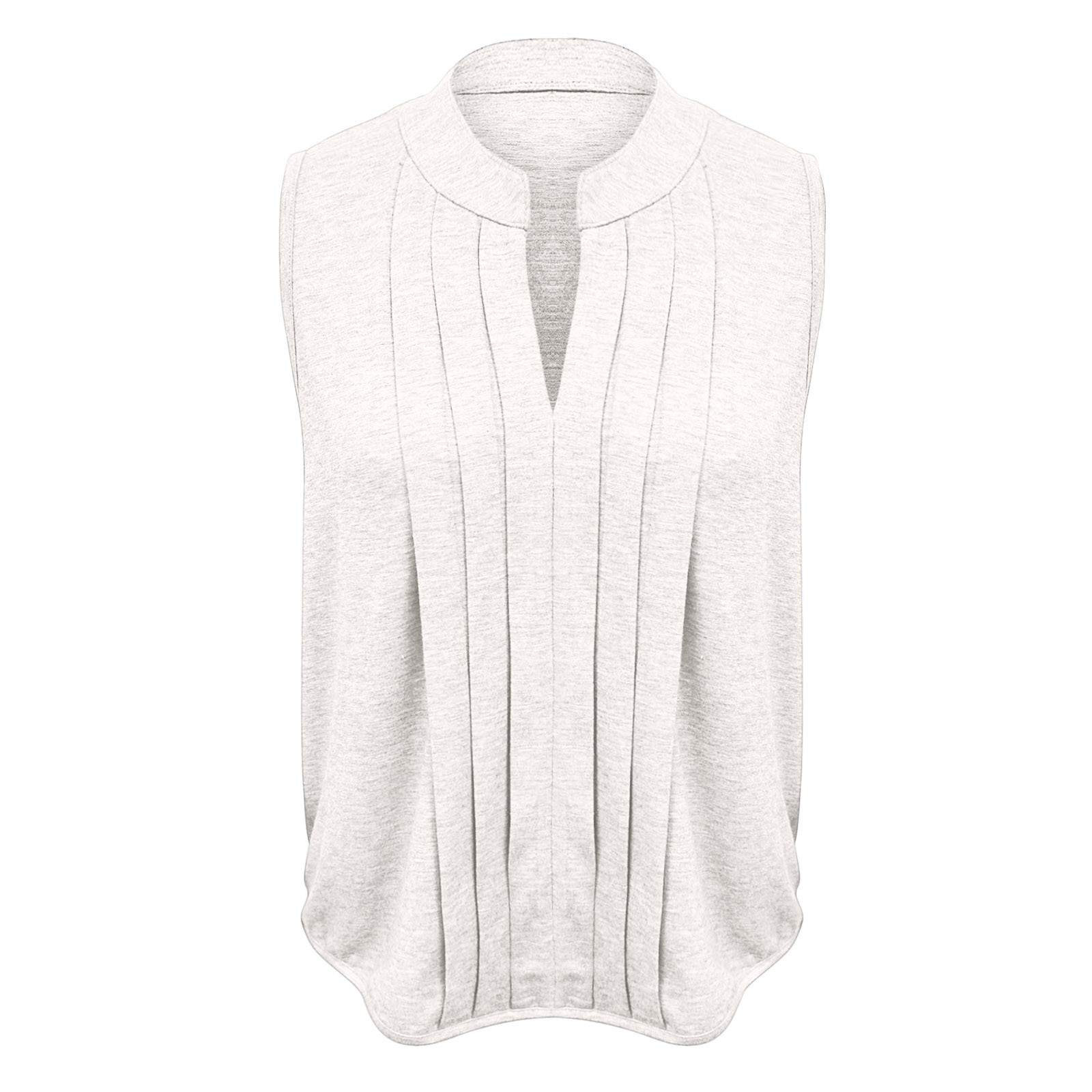 thumbnail image 4 of Top sin mangas con cuello en V y pliegues para mujer, poliéster-spandex, tallas S-XXL, elegante/casual, bloques de color, 4 of 5